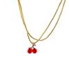 Classy Cherry Red Pendant Necklace With Stylish Box Chain Perfect For Trendy Womens Fashion