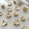 Fashion Stainless Steel 18K Gold Earrings Irregular Shape Circle Hammer Threaded Earrings Ear Buckles