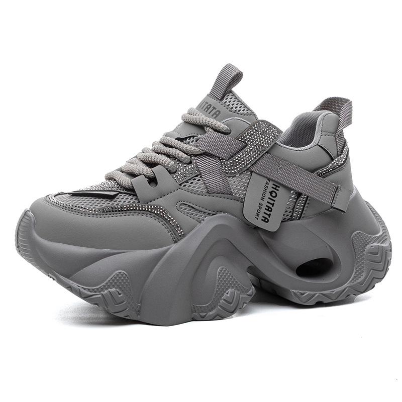 Breathable mesh heightening foam sole shoes women's new autumn and winter versatile sports and leisure women's shoes