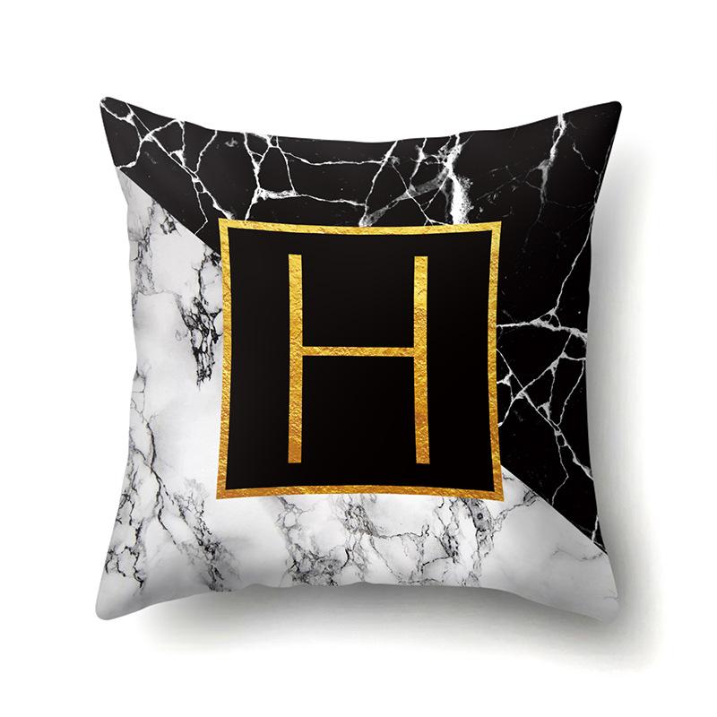 Marble Polyester Pillowcase Home Decoration Printing Pillowcase 26 English Letter Cushion Cover