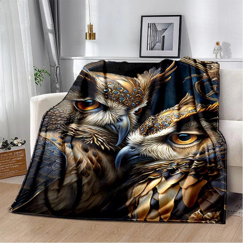 HD Colourful Cute Owl Cartoon Blanket,Soft Throw Blanket for Home Bedroom Bed Sofa Picnic Travel Office Rest Cover Blanket Kids