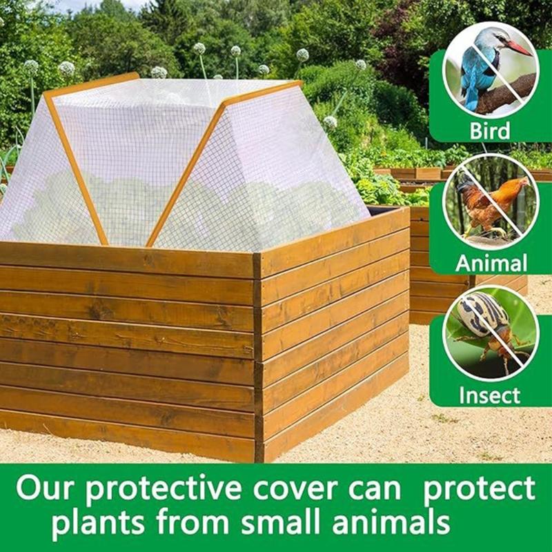 Foldable Plant Protective Covers Tents PVC Mesh Garden Bed Cages Animal Barrier Suitable for Vegetables Fruits Seedlings