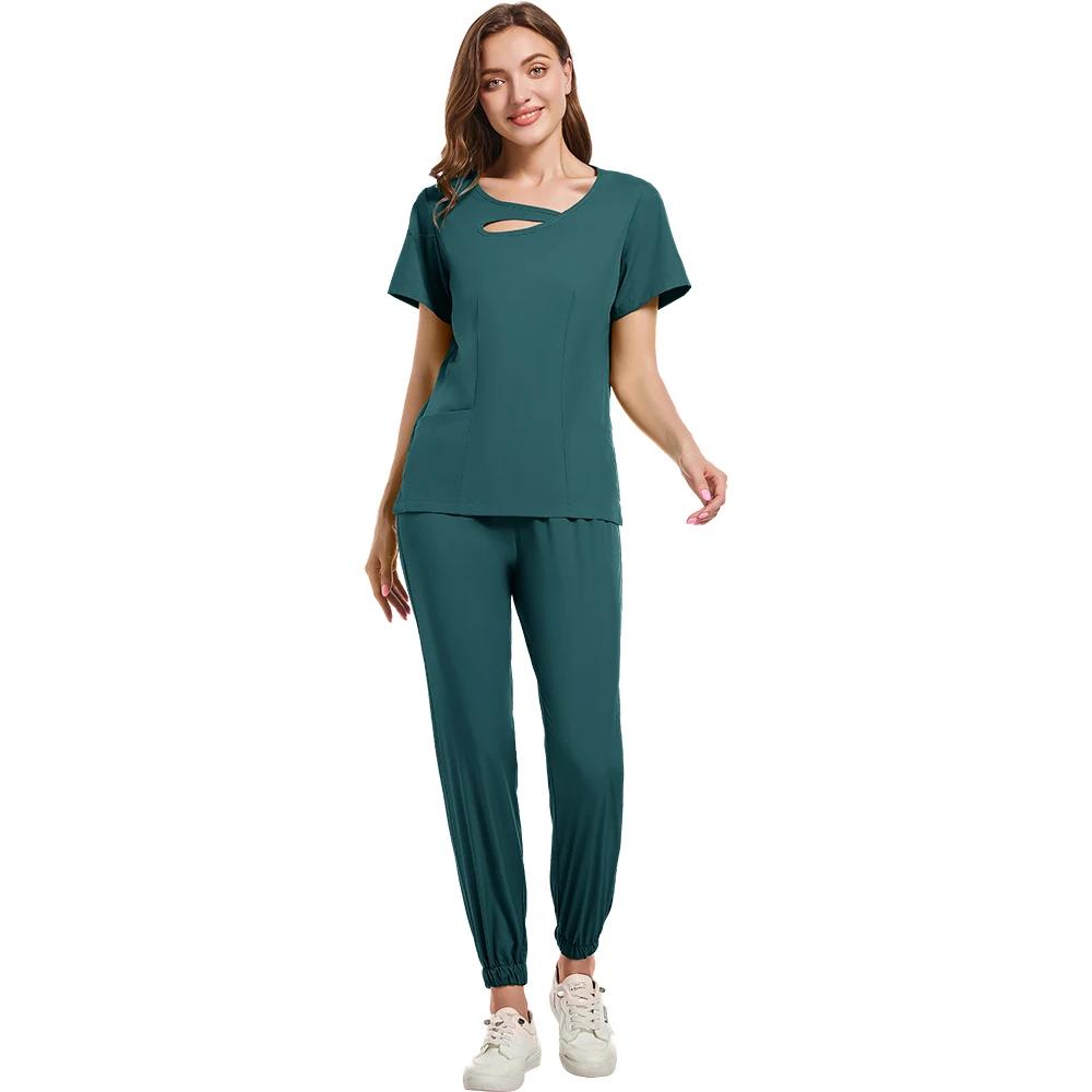 Multicolor Clinical Scrubs Set Uniforms Beautician Lab Workwear Pocket Medical Nurse Nursing Uniforms Vet Work Clothes