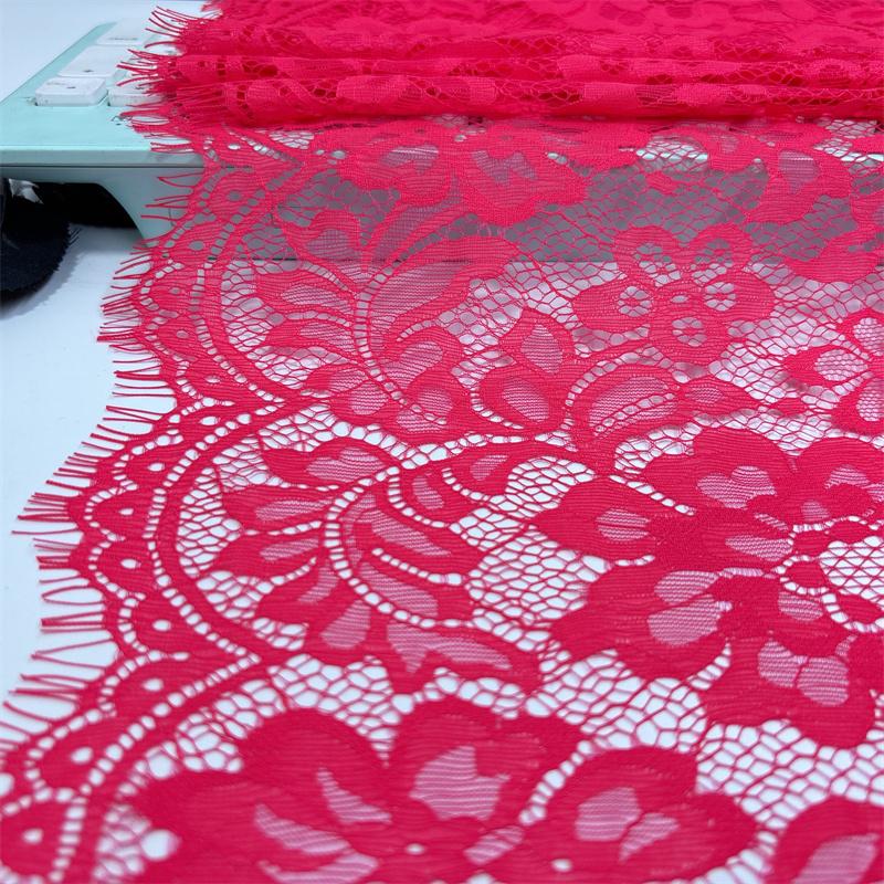 3m x32cm Red French Chantilly Lace, Inelastic Scalloped Eyelash Nylon Lace Fabric for Sewing, Bra, Underwear, Lingerie, Dress, Garment, Crafting