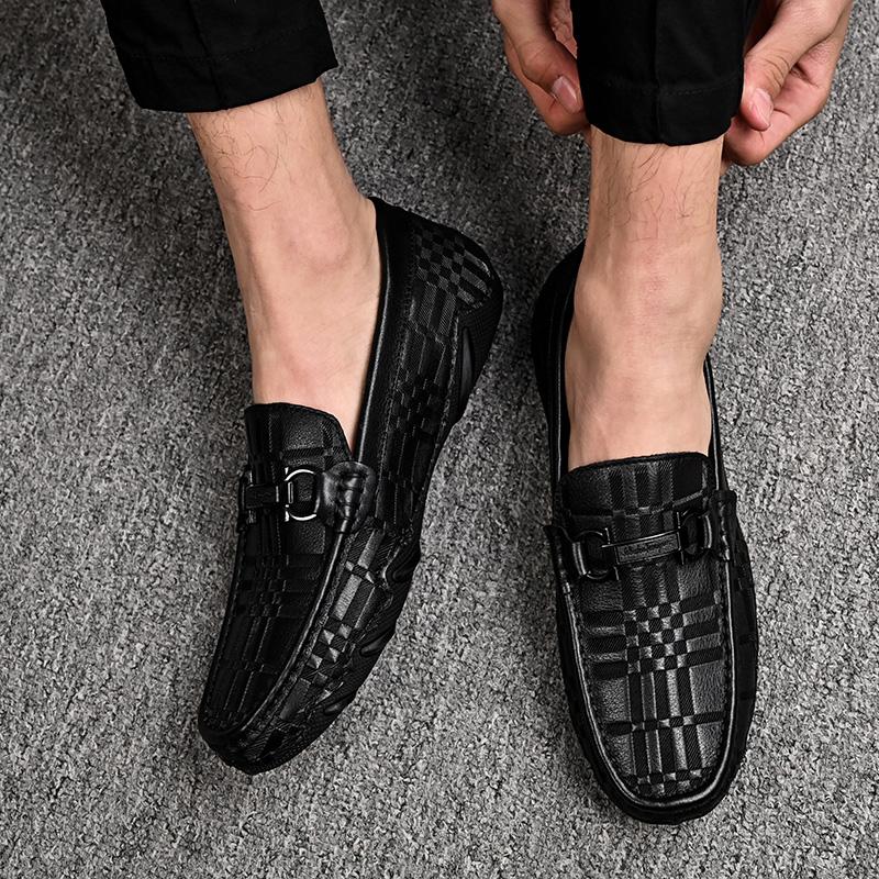 FashionMen Shoes Slip On Genuine Leather Luxury Black Sneakers Trend Comfortable Casual oxfords Men Shoes Design Moccasins Man shoes