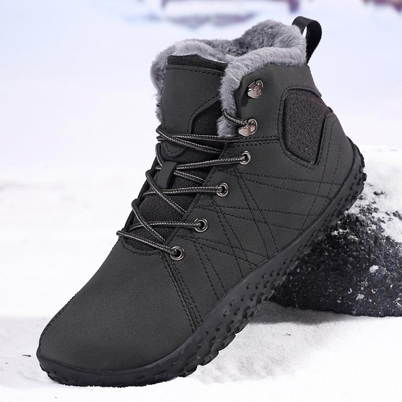 

Winter Warm Wide Toe Barefoot Men Snow Boots Comfortable Casual Sneakers Outdoor Cotton Boots Breathable Walking Hiking Shoes 37 чорний