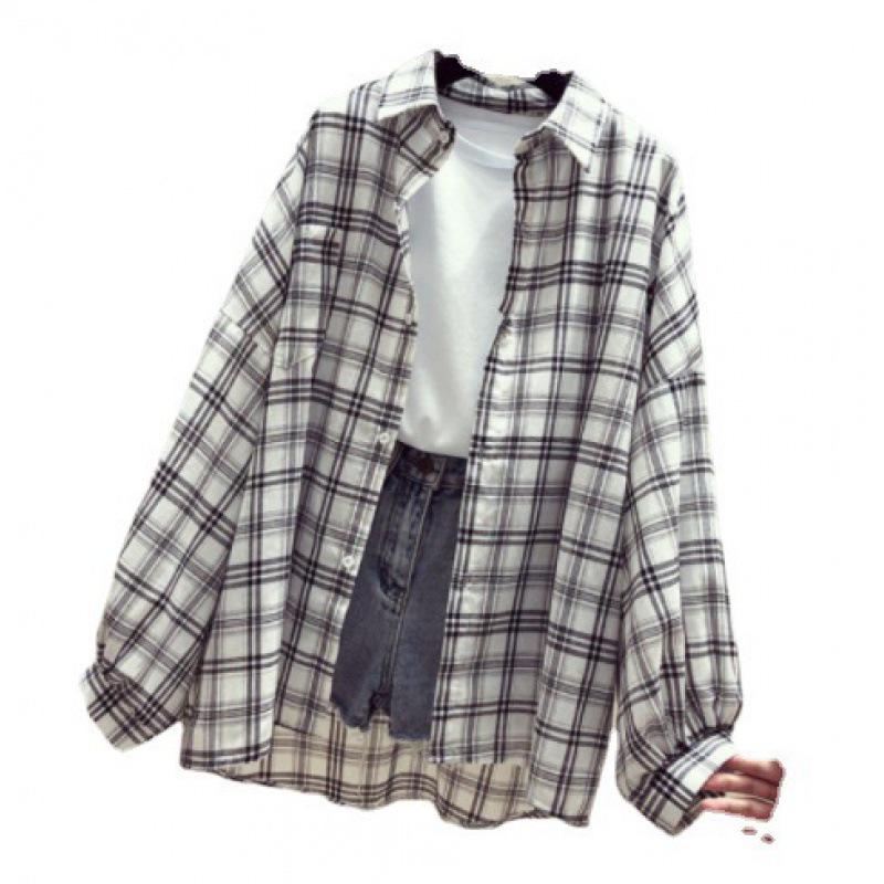 Women's Spring 2023 Korean-Style Sunscreen Plaid Shirt - Fashionable Net Red Fairy Jacket
