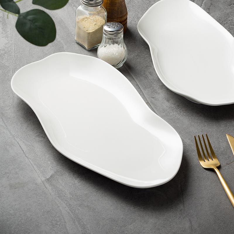 Creative Japanese Plate Irregular Shaped Long Plate Fish Plate High-End Sushi Plate Hotel Long Plate Ceramic Tableware