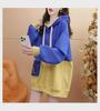 Women's Mid-length Color Block Hoodie Sweatshirt with Patchwork Pockets - Spring & Autumn 2023 All-Match Style