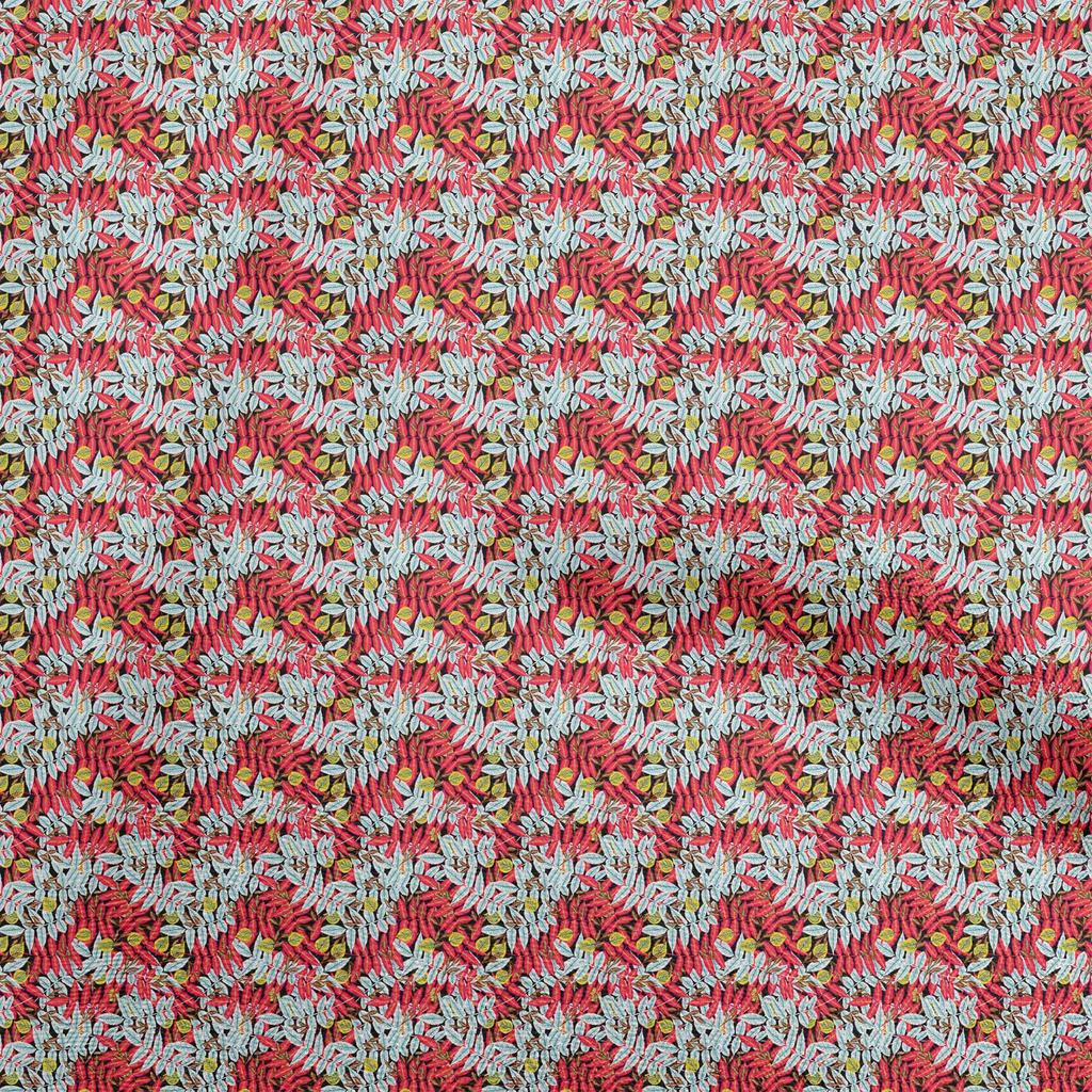 oneOone Cotton Flex Maroon Fabric Leaves Diy Clothing Quilting Fabric Print Fabric By Yard 40 Inch