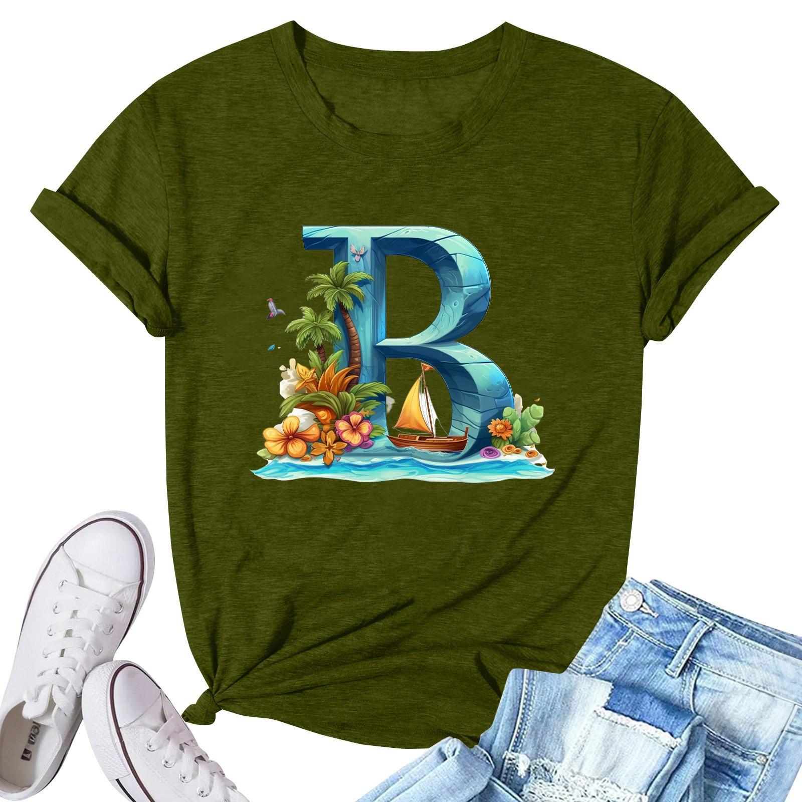 

Женская модная повседневная плиссированная футболка с коротким рукавом с принтом L армия зеленый