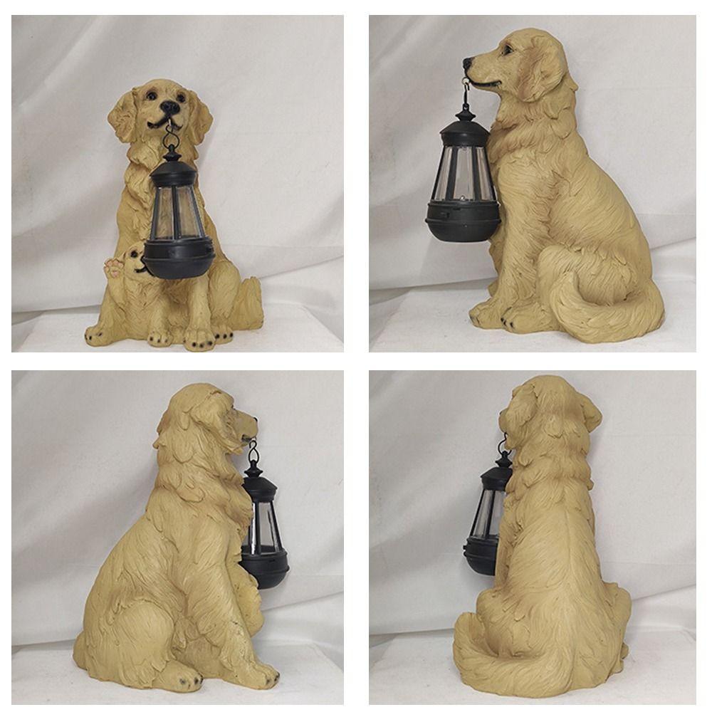 Creative Resin Dog Sculpture Rustic Design Puppy Resin Light Solar Dog LED Light  Lawn Sculpture