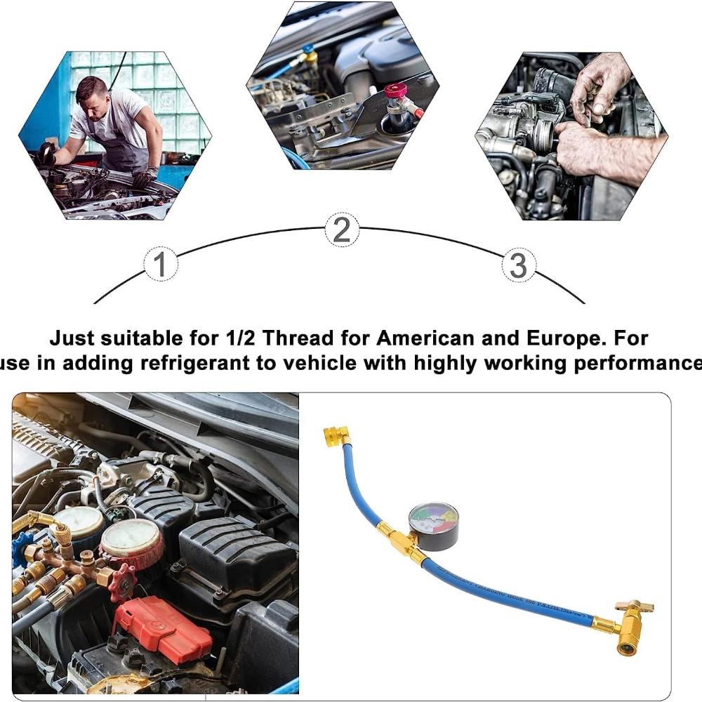 R134A Klimaanlagen-Kältemittel Kunststoff-Füllschlauch mit Manometer für Auto, Auto-Kältemittel-Füllschlauch