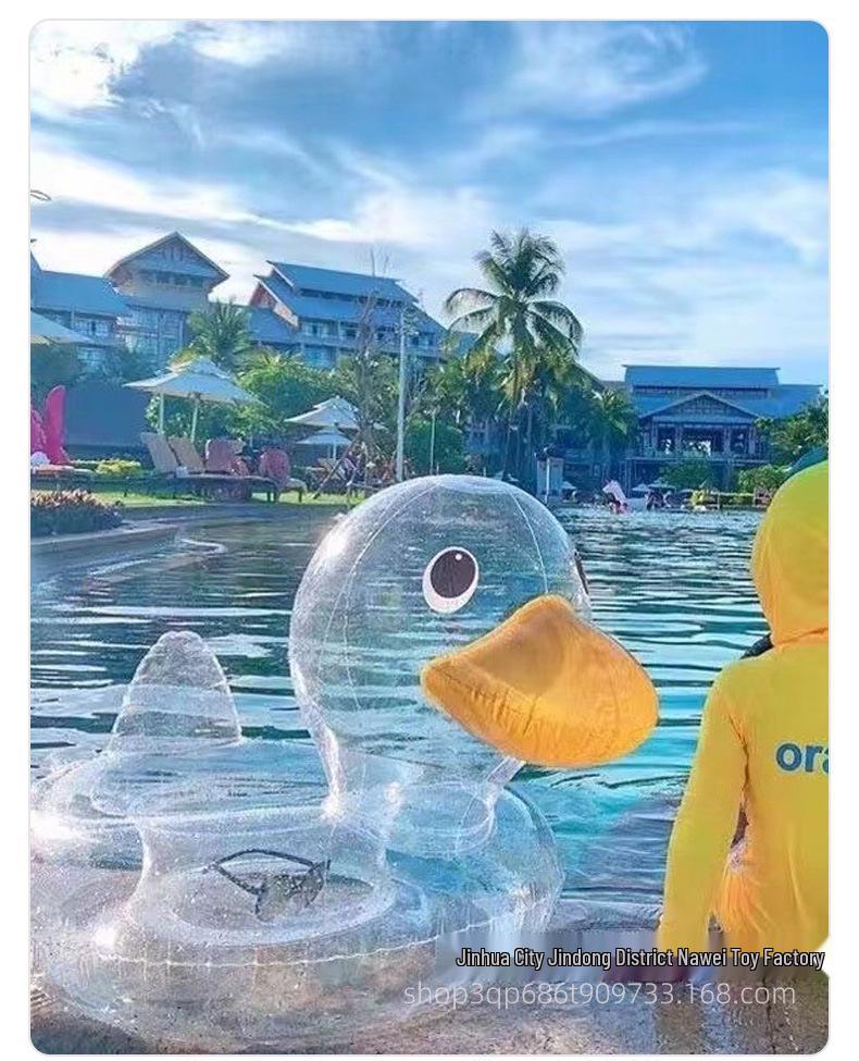 Transparent Duck Sitting Inflatable Swimming Ring for Infants and Kids (2-6 Years)