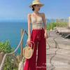 Be careful with the machine versatile vacation women's summer new suspender hollow crochet embroidery short vest women