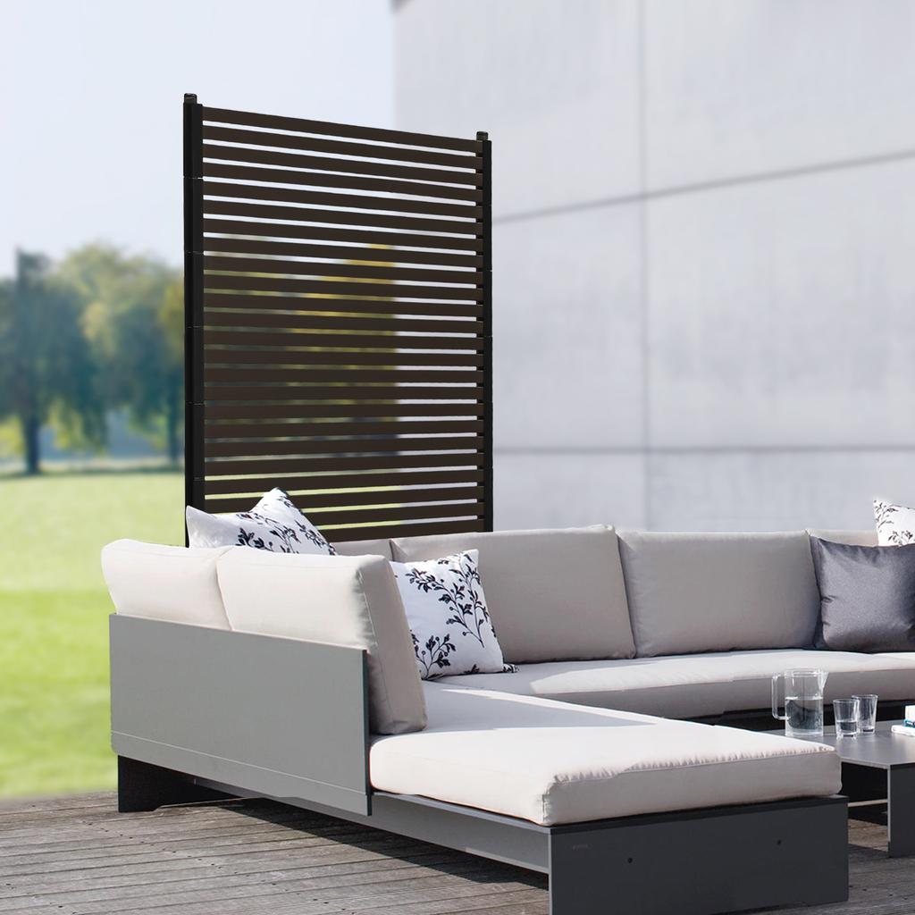 Privacy Screen with Stand, 3x5 Ft Garden Patio Partition, Decorative Backyard Fence Panel, Brown Windproof Room Divider, 1 Pack