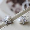 Dainty Imitation Pearl Stud Earrings Fancy Flower Shaped Ear Accessories for Women Daily Wear Earrings Fashion Jewelry