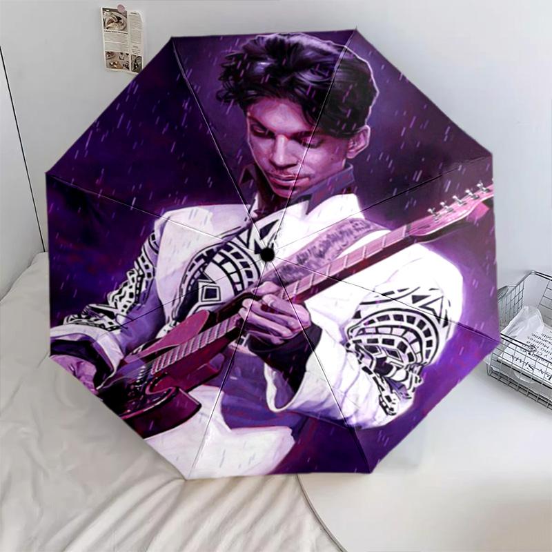 Prince's Iconic Guitar Artistry Folding Umbrella Portable Travel Gift Umbrella Three Folds