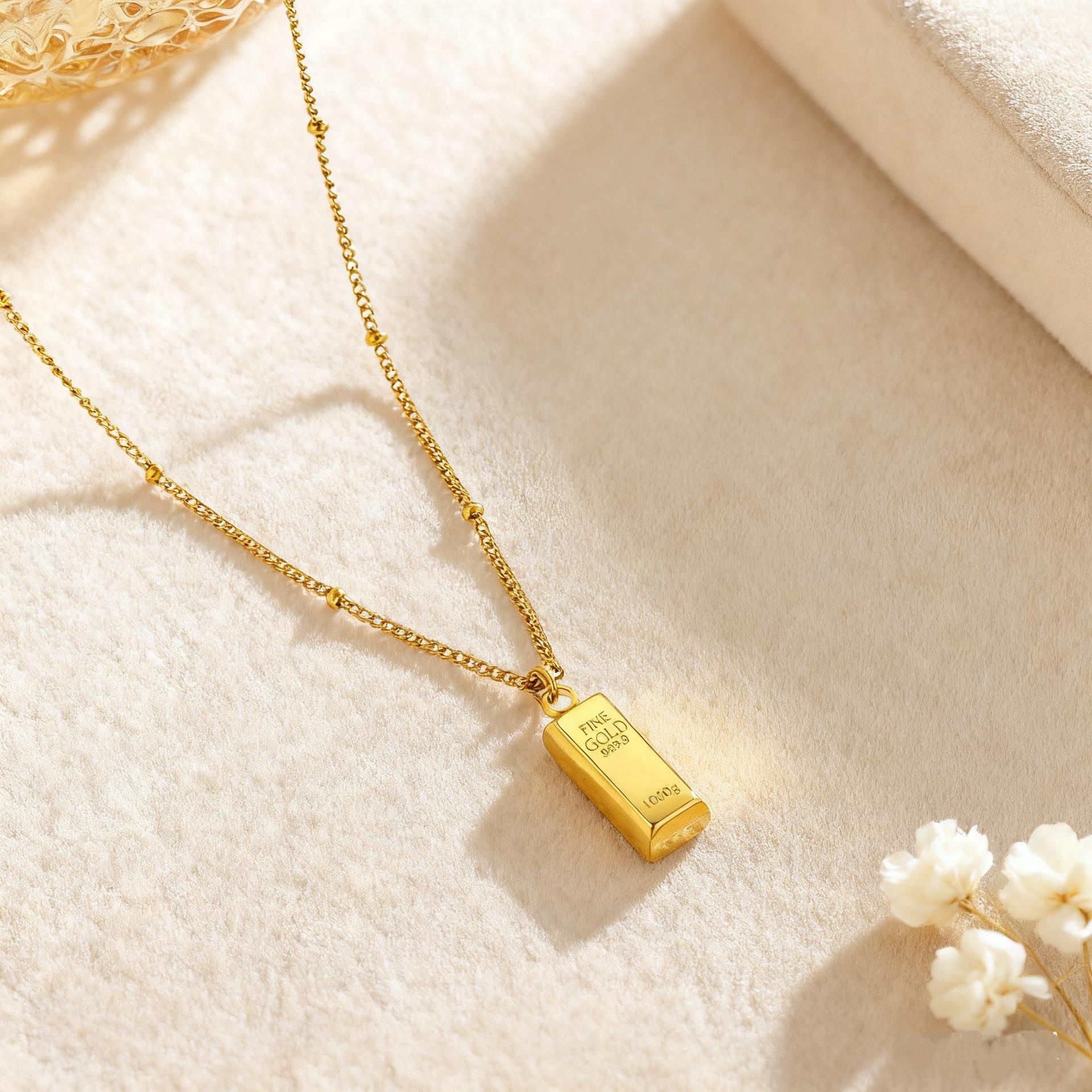 Титановая сталь с покрытием 18 карат, ожерелье: Изысканный, Невыцветающий, Ретро-дизайн золотой