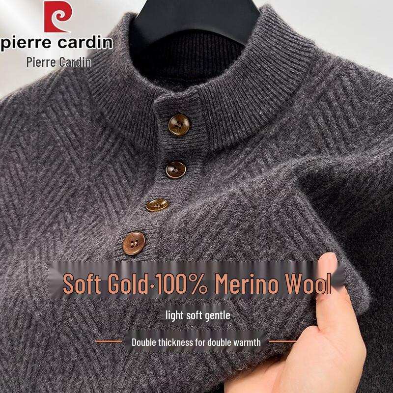 Pierre Cardin Men's Pure Wool High-Neck Pullover Sweater
