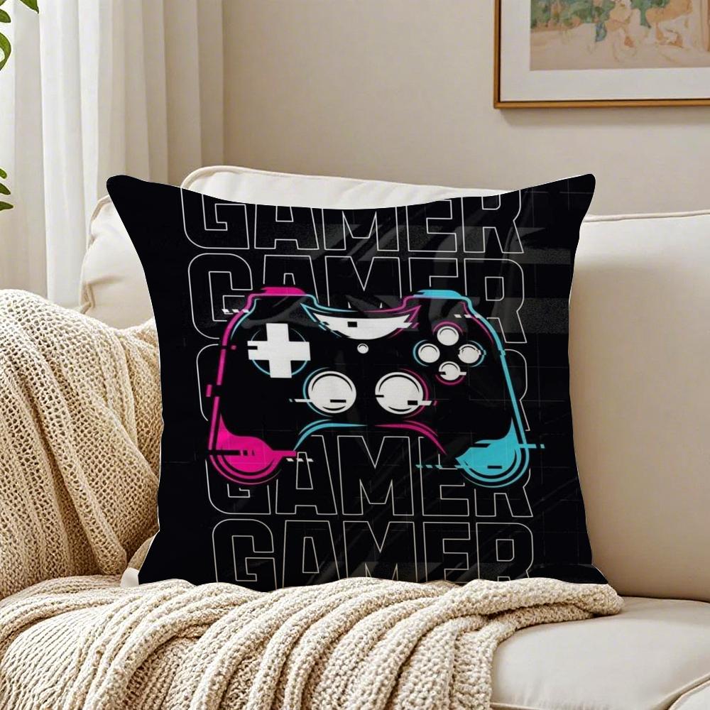 Fashion Colorful Graffiti Game G-Gamepad Cushion Cover Linen Pillowcase Soft For Sofa Bed Home Room Decor