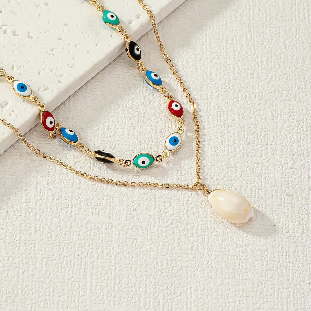 1 Double Hip Hop Style Devil's Eye Necklace Oil Drip Craft Necklace Eye Clavicle Chain