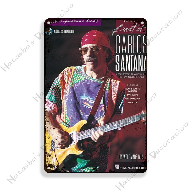 Rockmusik Poster Santana Metallschild ROCK Band Schild Bar Cafe Club Metallplatte Vintage Metallplakette Garage Cafe Wanddeko Schilder