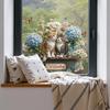 Floral Cat Butterfly Spring Static Cling Window Sticker Removable Self-Adhesive for Cafe Shop Window Glass Door Home Decor Art