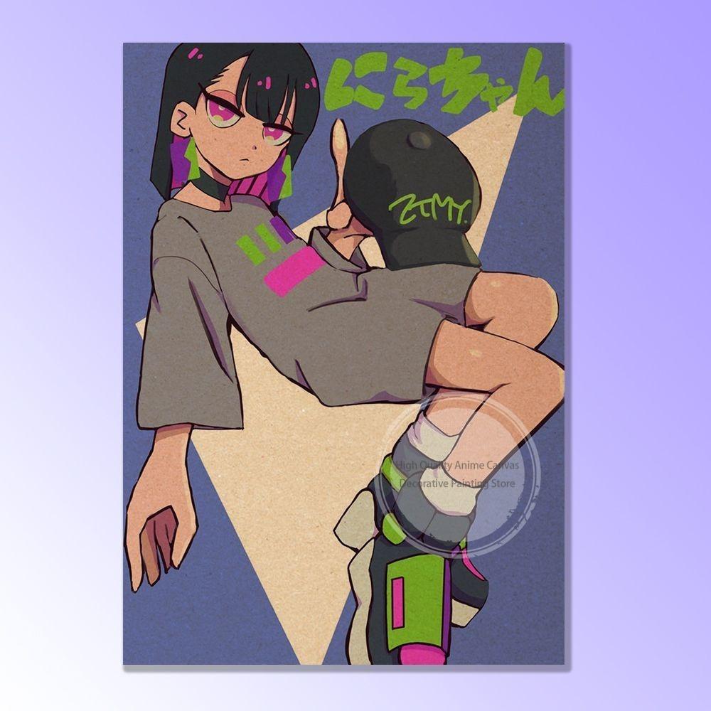Retro Punk Anime Girl Tapestry  Graffiti Wall Hanging with Guitar  Tattoo Ideal for Otaku Bedroom  Alternative Rock Decor 74x94cm(29x37in)