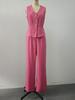 Elegant Women's V-neck Vest & Long Pants Summer Two-piece Set