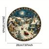 Vintage Christmas Tin Sign Metal Wall Art, Retro Round Foil Carving Decor for Home Kitchen Bar