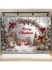 1pc Christmas Background Candy Bars and Silver Brushedsnow Festive "Merry Christmas" with Arches and Christmas Treesballoons
