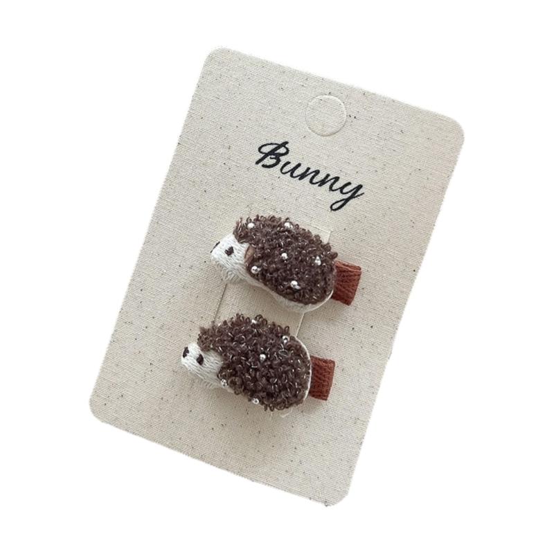 Hedgehog Shaped Hair Clip And Hair Ties For Girls Soft Fabric Hair Accessories Safe For Kids Gentle On Hair
