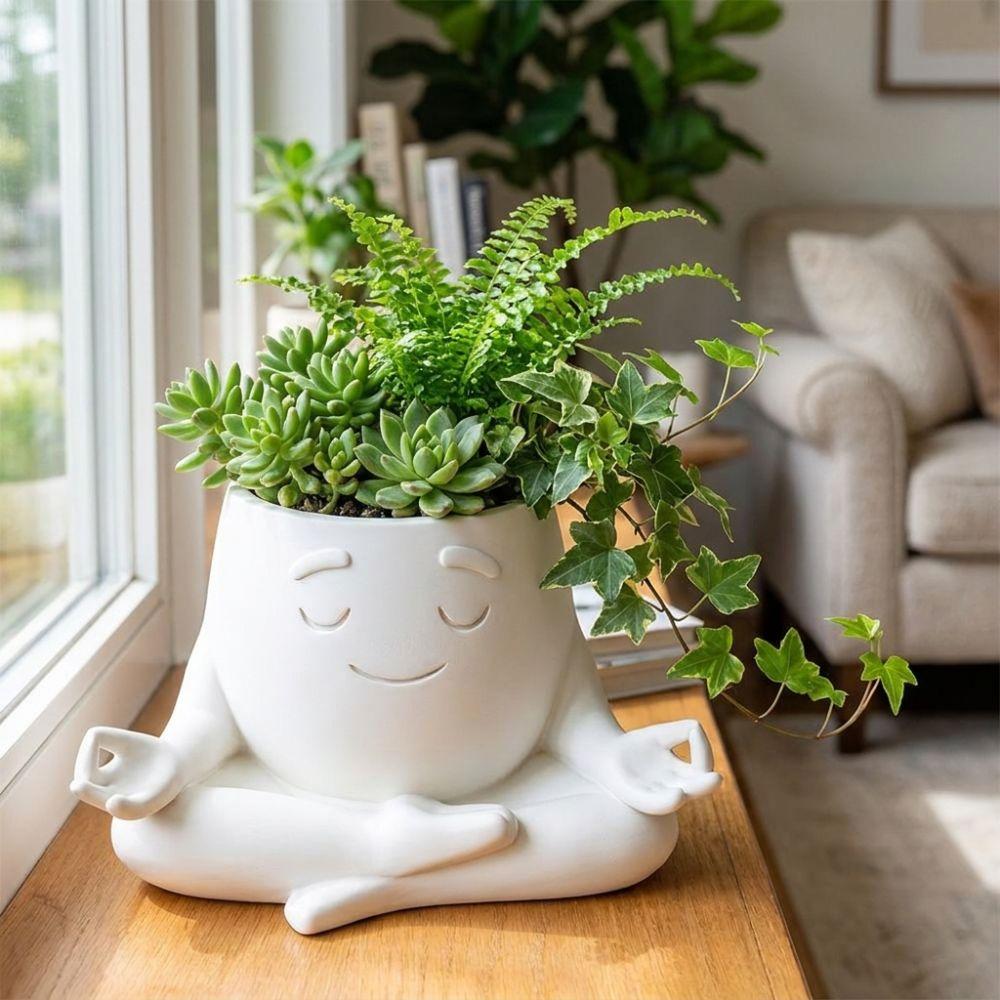Sitting Posture 3D Printed Yoga Face Planter Novelty Gift Unique Figurine Succulent Flower Pot Ornaments Handicrafts