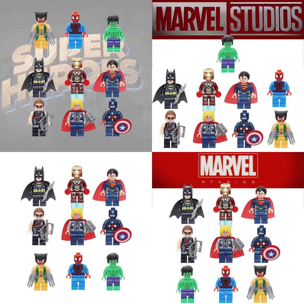Marvel Superhero Series Building Blocks Abs Plastic Toy Figures Set Of 9 4.5cm Height
