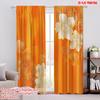 2pcs,2D Plane Printing Curtain Popular Orange Blossoms Durable Polyester (without Rod) Holiday Ldeal for Kitchen, Bedroom &