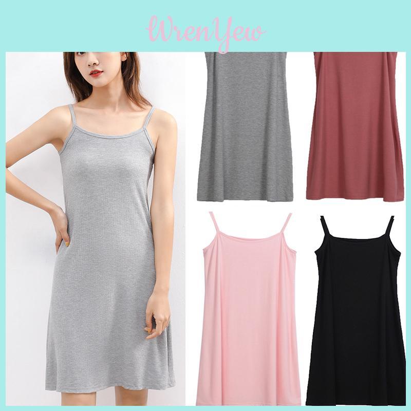 Women's Long Tanks Camisole Dress Tunic Slip Length Stretch Spaghetti Tank Top In Premium Quality Fabric
