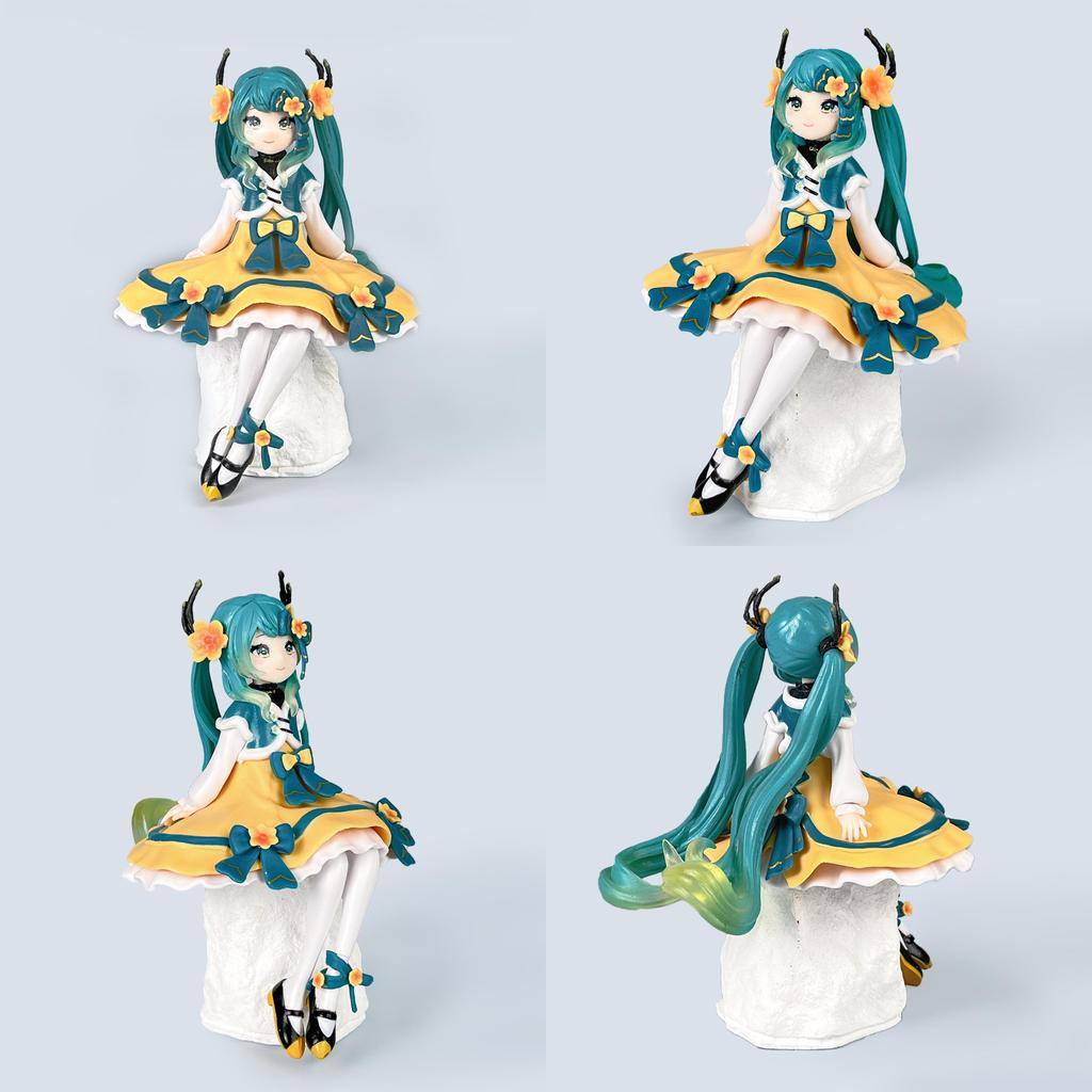 Hatsune Sitting Miku Pose Pvc Anime Model With Spring Theme Decoration Desktop