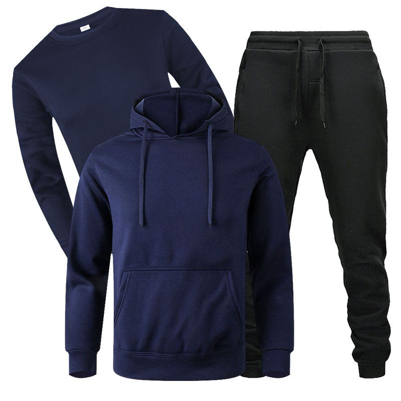 2026 lockeres Herren-Herbst- und Winter-Fleece-Sweatshirt und Hose Dreiteiler Lässiges Sport-Langarm-Set für Herren