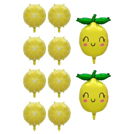10 Pcs Lemon Balloons Summer Yellow Lemon Fruit Foil Balloons