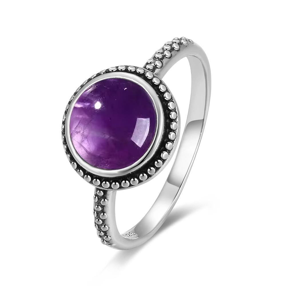 Pierścionek ze srebra sterlingowego z czarnym onykssem Vintage Prosty minimalistyczny styl Okrągły kształt Kamień naturalny Czarny pierścionek Biżuteria dla kobiet