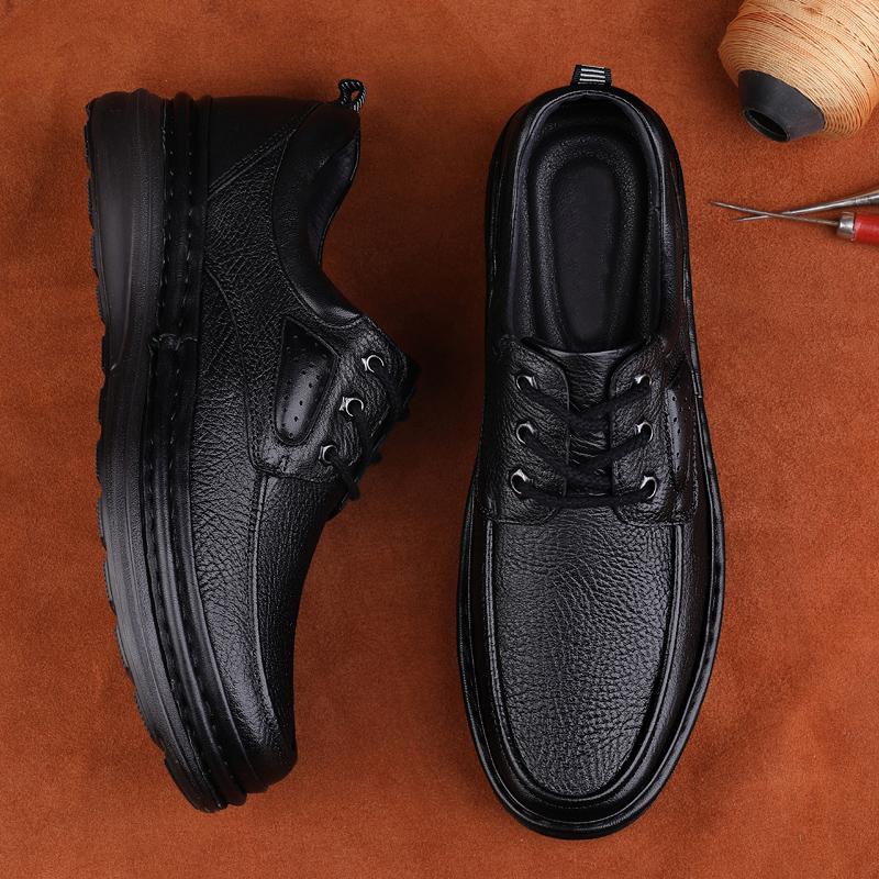 Fashion Handmade Genuine Leather Mens Casual Shoes Antiskid Man Loafers Comfort Walking Shoes All-match Treking Flats Hot Sale Moccasins