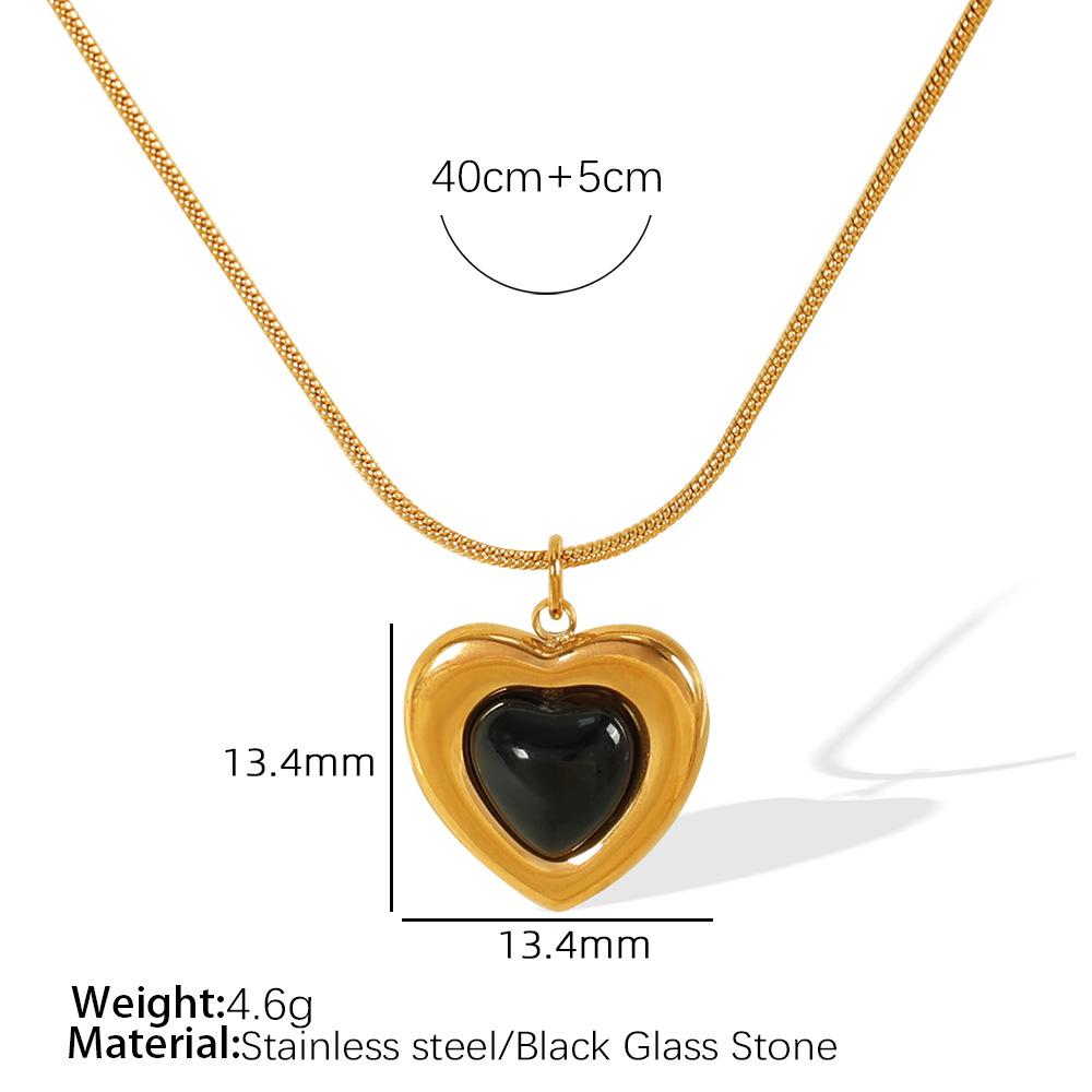 French Retro Niche Design Glass Stone Tiger S Eye Stone Love Jewelry Set Women S Simple High-End Clavicle Neck Chain