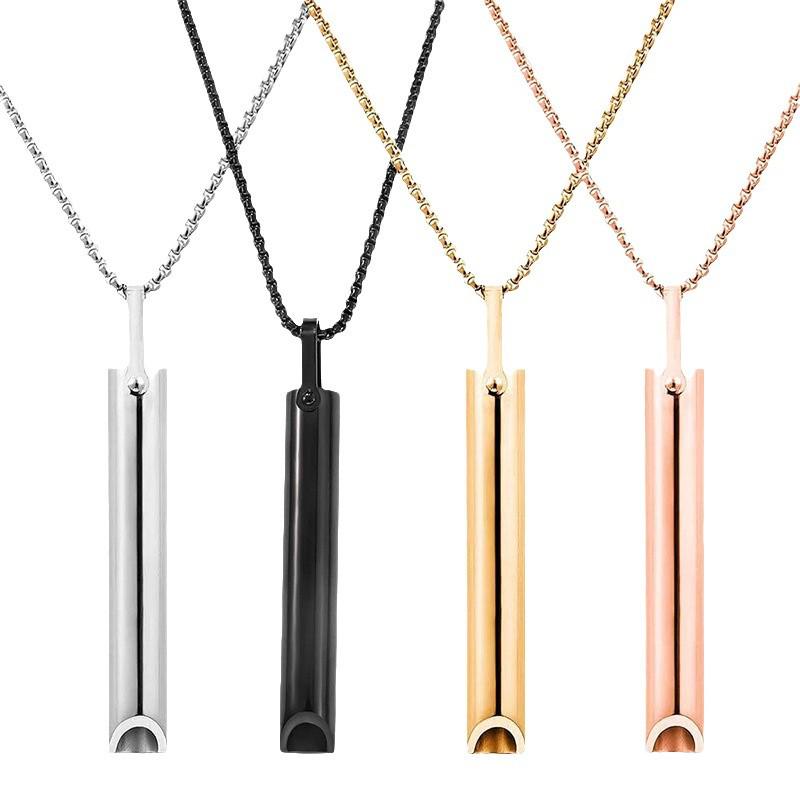 Stainless Steel Meditation Whistle Pendant for Mindfulness and Breathing Regulation