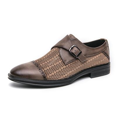 Sommer Neue Gelochte Graue Lederschuhe Lässige Leder Herrenschuhe Dicksohlige Formelle Oxford Schuhe Bequemes Männliches Klassisches Kleidschuhwerk