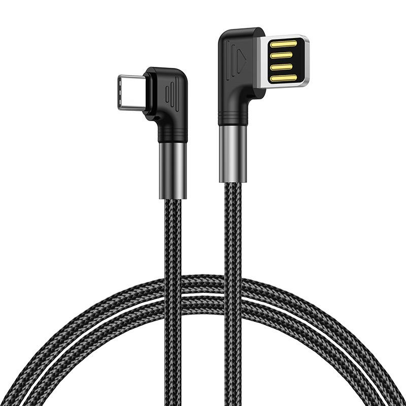 

ENKAY HAT PRINCE 0.5m USB to Type-C Fast Charging Cable Braided Nylon 3A Dual Right Angle Data Cord