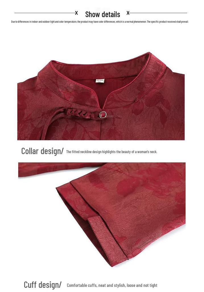 Fat Mom Spring/Summer Chinese-Style Noble Shirt: Loose Mid-Sleeve Top for Middle-Aged & Elderly Women