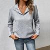 2024 Autumn European & American Women's Casual Textured Stand Collar Long Sleeve Solid Color Hoodie
