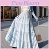 Cotton Blended Aline Midi Skirt With Pleats And Bow For Elegant Summer Wear
