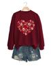 Heart Dog Print Women's Casual Fashion Round Neck Long Sleeve Hoodie for Autumn/Winter